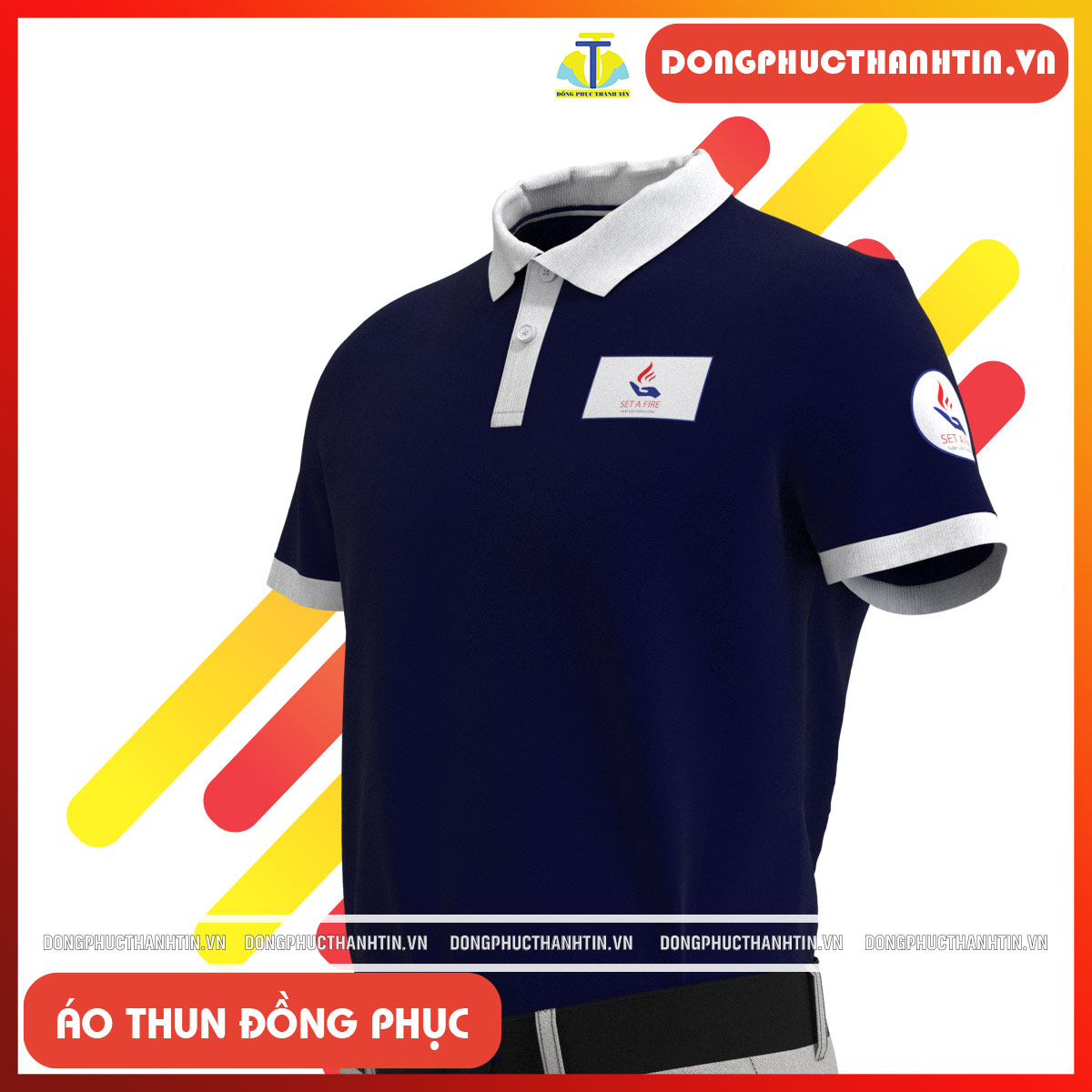 ÁO THUN ĐỒNG PHỤC CÔNG TY SET A FIRE3