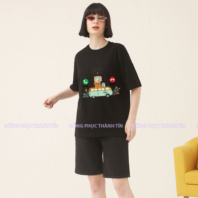 Mẫu áo thun nhóm du lịch đẹp ms 07 - đen