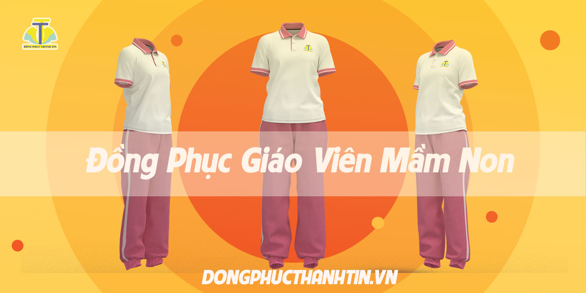 đồng phục mầm non - bộ dành cho giáo viên màu hường