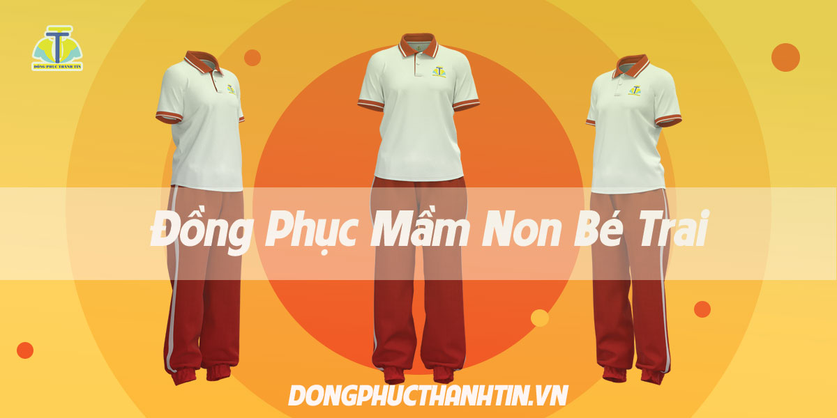 đồng phục mầm non - bộ giáo viên màu trắng - đỏ 