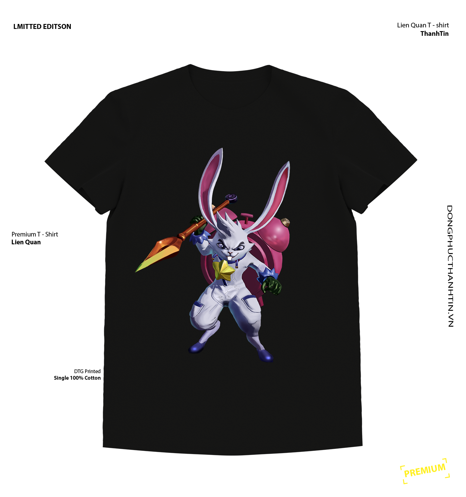 Áo Liên Quân Slim - Thỏ Nhồi Bông Tay Lỡ Cotton USA