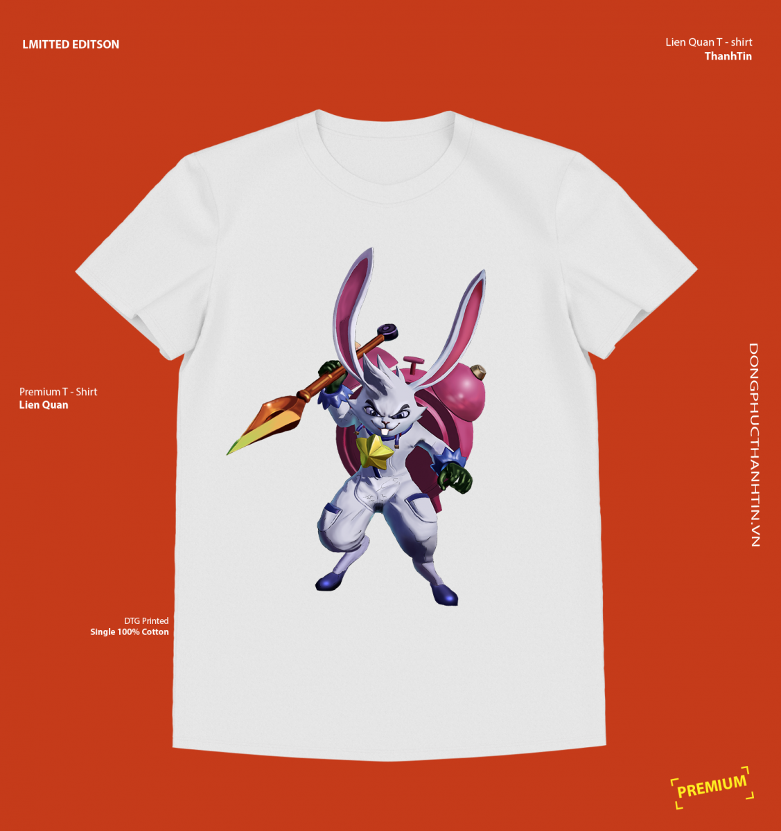 Áo Liên Quân Slim - Thỏ nhồi bông màu trắng