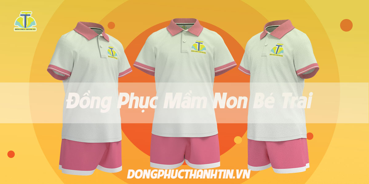 đồng phục mầm non bé trai màu hường