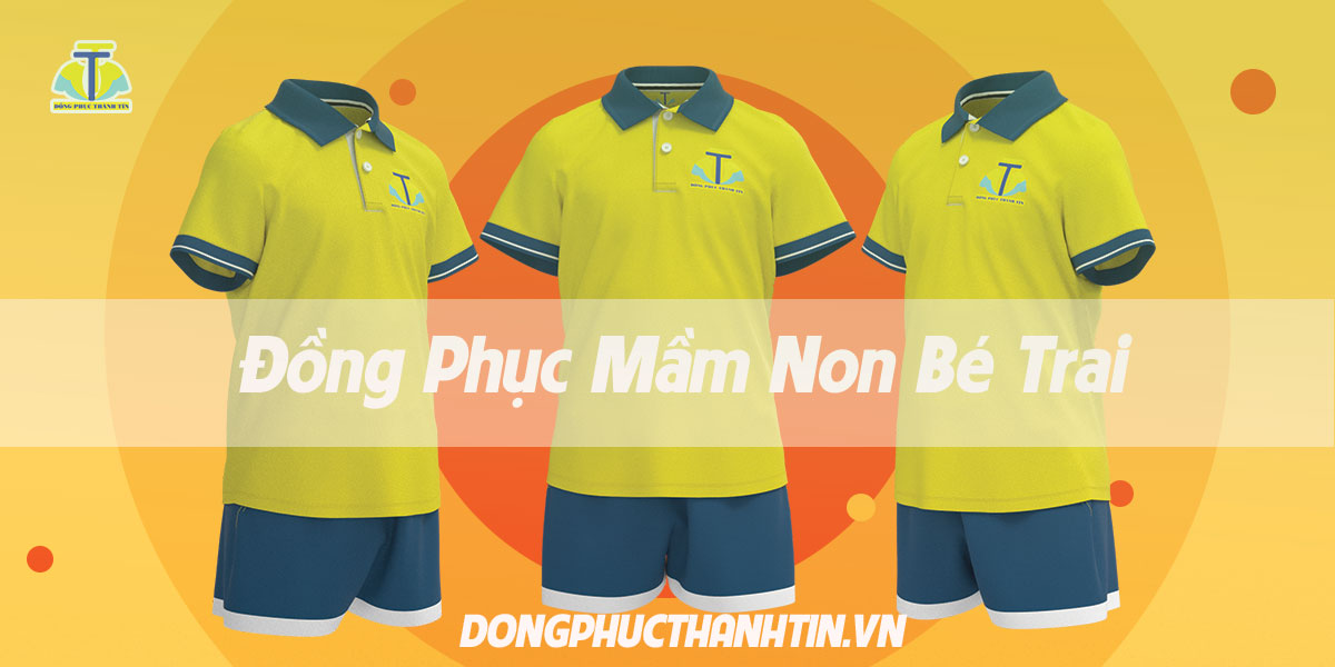 đồng phục mầm non trẻ em - bộ bé trai màu vàng - xanh