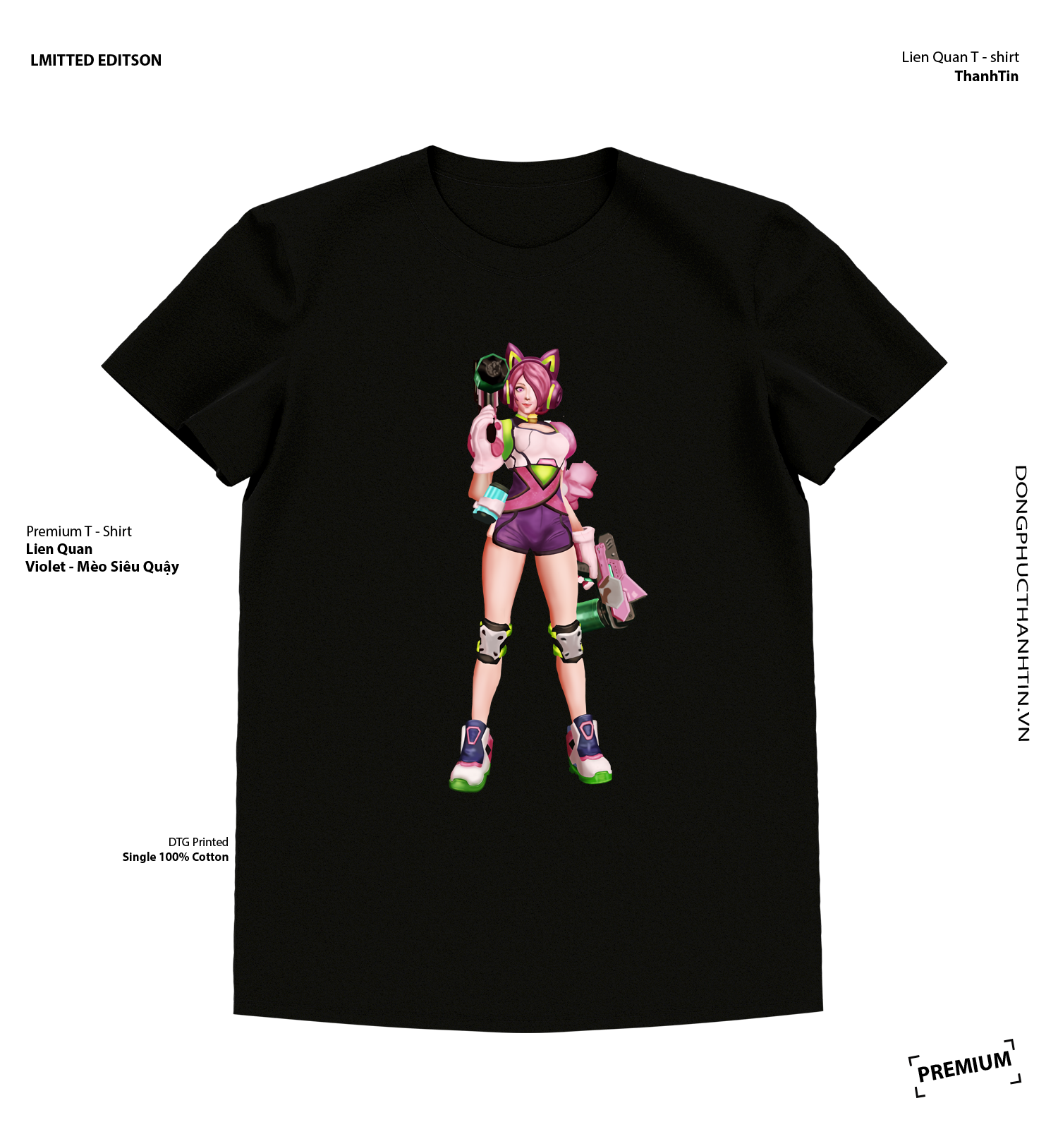 Áo Liên Quân Violet Mèo Siêu Quậy Cotton USA 100